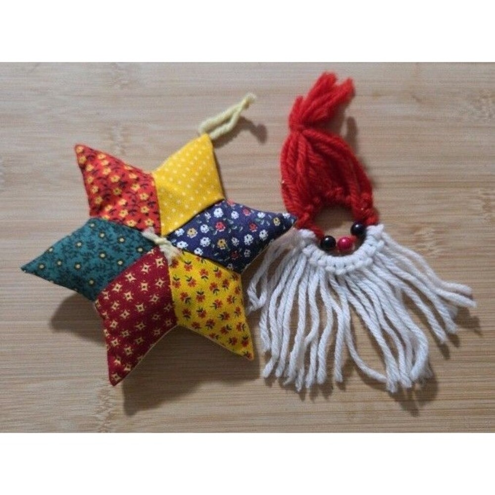Vintage Patchwork Fabric Cloth Linen Christmas Star Floral STAR & YARN SANTA
